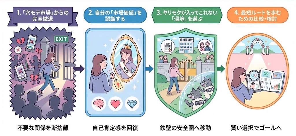 穴モテから脱却するための4ステップ